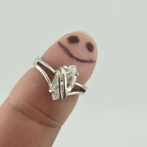 Sterling Silver Marquise CZ Ring Size 5.75 Vintage Style Clear Cubic Zirconia